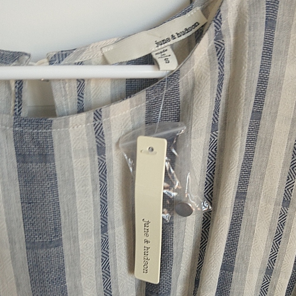 June & Hudson stripe ruffle sleeve jumpsuit - Picture 5 of 6